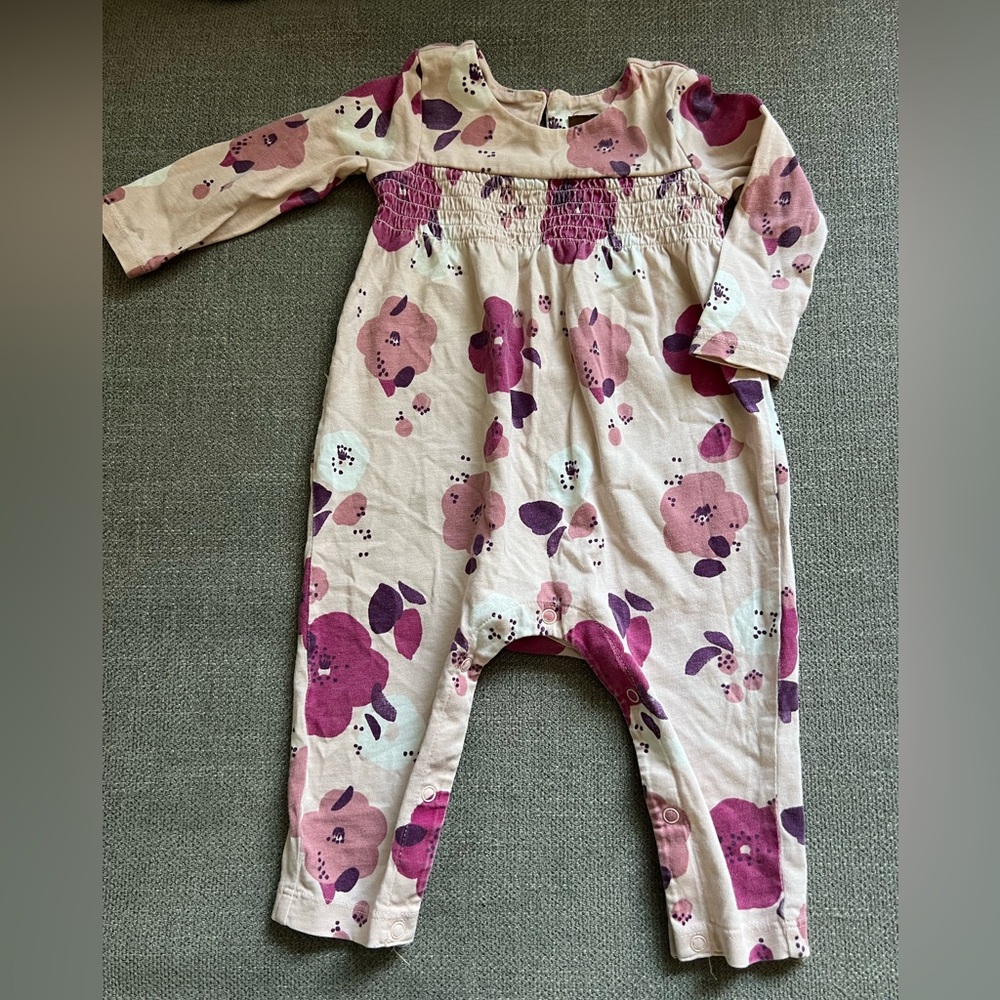 Tea Collection Pink and Purple Floral Romper